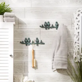 Decorative Bird Wall Hooks Set of 2 - Branch Design for Home Organization