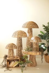 SET OF FOUR WOVEN SEAGRASS MUSHROOMS
