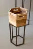 SET OF THREE HEXAGON RECYCLED WOOD PLANTERS ON METAL BASES