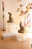 SET OF TWO RESIN AND GLASS RABBIT CANISTERS
