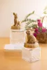 SET OF TWO RESIN AND GLASS RABBIT CANISTERS