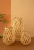 SET OF THREE WILLOW LANTERNS WITH GLASS INSERT - NATURAL
