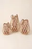 SET OF THREE WILLOW LANTERNS WITH GLASS INSERT - NATURAL