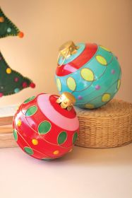 SET/2 LARGE COLORFUL CHRISTMAS BALL ORNAMENTS