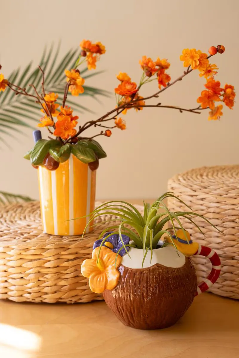 SET OF TWO CERAMIC COCKTAIL INSPIRED VASES