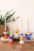 SET OF FIVE CERAMIC BIRDS TAPER CANDLE HOLDERS
