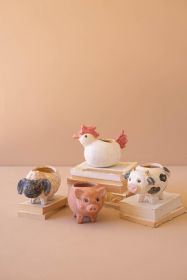 SET OF FOUR SHEEP, COW, CHICKEN AND PIG PLANTERS
