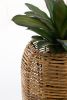 SET OF TWO WOVEN SEAGRASS AND IRON BARREL PLANTERS