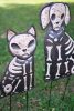 SET OF TWO CAT AND DOG SKELETON YARD PICKS