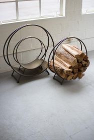 SET OF THREE METAL FIREWOOD RACKS