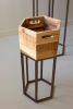 SET OF THREE HEXAGON RECYCLED WOOD PLANTERS ON METAL BASES