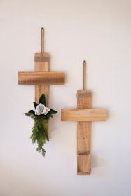 RECYCLED PINE CHRISTMAS CROSS WALL PLANTER