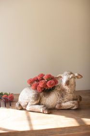 FAUX CONCRETE SHEEP PLANTER