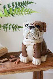 CERAMIC BULL DOG CANISTER