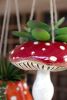 SET OF TWO CERAMIC  TOADSTOOL HANGING PLANTERS
