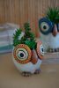 SET OF THREE CERAMIC OWL PLANTERS