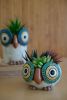 SET OF THREE CERAMIC OWL PLANTERS