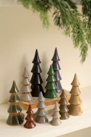 SET OF TEN CERAMIC CHRISTMAS TREES