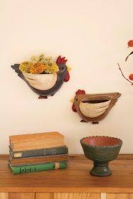 SET OF TWO CERAMIC CHICKEN WALL PLANTERS