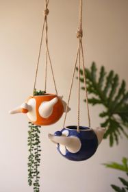 SET OF TWO HANGING  CERAMIC SWIMMERS PLANTERS - ONE EACH