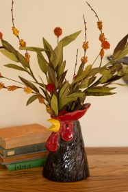 CERAMIC ROOSTER HEAD VASE