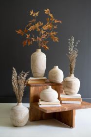 SET OF FIVE TURNED WOOD BULB VASES - ONE EACH DESIGN