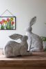 SET OF TWO RUSTIC METAL RABBITS