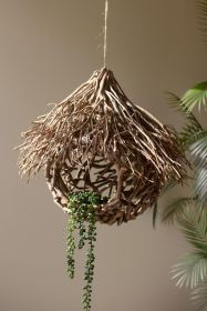 ROUND TEA TWIG BIRD HOUSE WITH ROOF