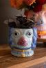 SET OF TWO VINTAGE INSPIRED CERAMIC COLORFUL DOG VASES