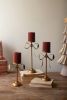 SET OF THREE ANTIQUE BRASS PILLAR CANDLE STANDS -BOW DETAIL