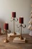 SET OF THREE ANTIQUE BRASS PILLAR CANDLE STANDS -BOW DETAIL