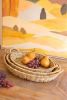 SET OF THREE WOVEN VINE OVAL TRAYS WITH HANDLES