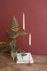 SET OF TWO TALL ANTIQUE BRASS TAPER CANDLE HOLDERS