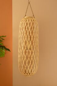 TALL OVAL WILLOW LANTERN WITH GLASS INSERT - NATURAL 47"T