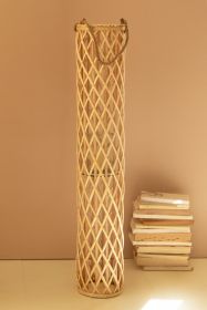 TALL CYLINDER WILLOW LANTERN W GLASS INSERT - NATURAL 47"T