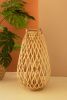 TALL TEARDRIP WILLOW LANTERN WITH GLASS INSERT - NATURAL 31.5"T