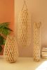 TALL TEARDRIP WILLOW LANTERN WITH GLASS INSERT - NATURAL 31.5"T