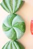 SET/2 LARGE PAINTED METAL COLORFUL CHRISTMAS CANDY ORNAMENTS