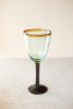6 RECYCLED WINE GLASS WITH AMBER RIM
