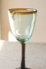 6 RECYCLED WINE GLASS WITH AMBER RIM