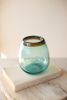 6 STEMLESS WINE GLASS WITH AMBER RIM