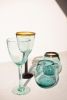 6 STEMLESS WINE GLASS WITH AMBER RIM