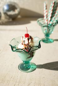 6 RECYCLED GLASS ICE CREAM DISH WITH RUFFLED EDGE