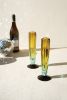 6 RECYCLED FLUTED CHAMPAGNE GLASS - BLUE AND AMBER