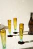 6 RECYCLED FLUTED CHAMPAGNE GLASS - BLUE AND AMBER