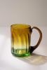 6 RECYCLED FLUTED AMBER GLASS MUG WITH HANDLE