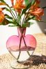 4 GLASS HEART VASE - OMBRE PINK - LARGE
