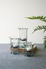 SET OF THREE RECYCLED GLASS RIBBED VOTIVE CYLINDERS