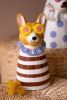 SET OF THREE CERAMIC DOGS WITH SUN SHADES VASES