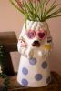 SET OF THREE CERAMIC DOGS WITH SUN SHADES VASES